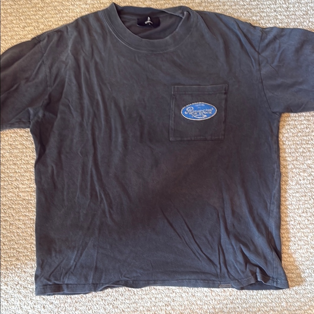 Classic Black Pocket Tee with Blue Logo